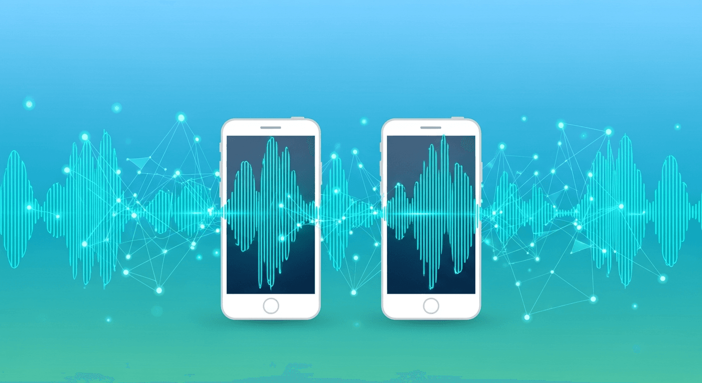 Two smartphones sharing a glowing data network — illustration of the LTE.app BOGO referral program